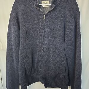 Boston Traders Sweater Mens 2XL Blue Full Zip Sherpa Lined Knit Winter Jacket424